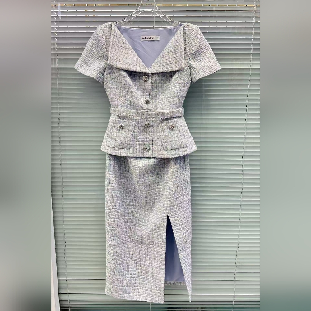 Self-Portrait Blue and White Midi Dress - Picture 6 of 9